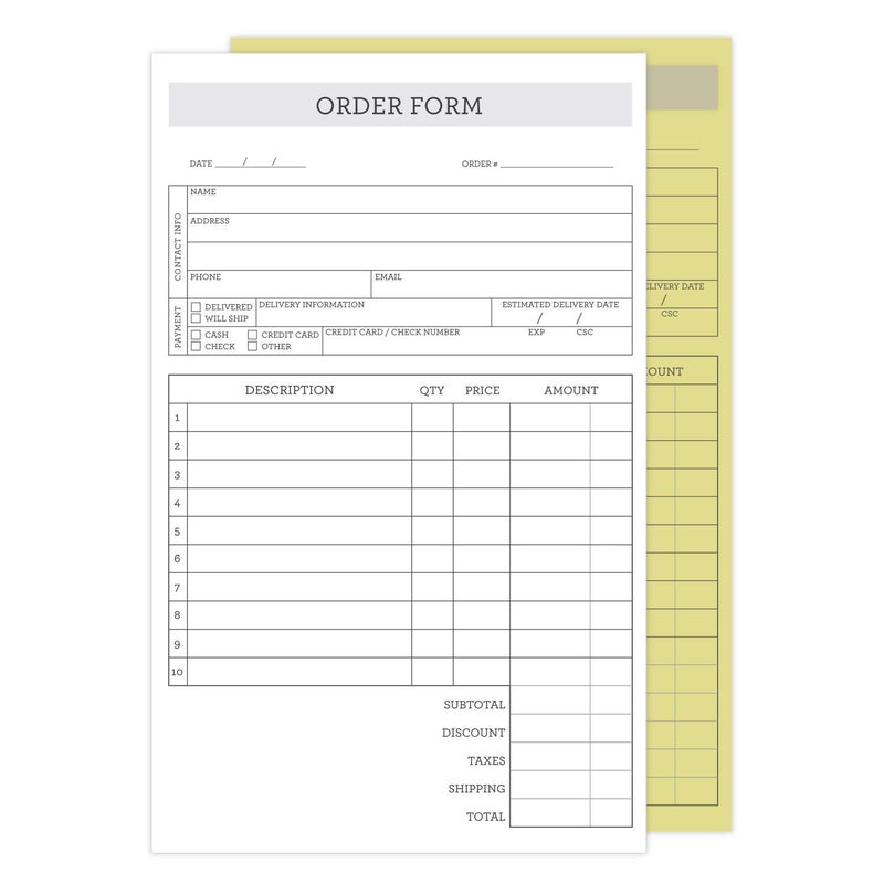 SBlabels Simply Classic 2-Part Carbonless Order Form Pad / 50 Sets / 5.5" x 8.5" Carbon Copy Purchase Sales Receipt Book - Image 5